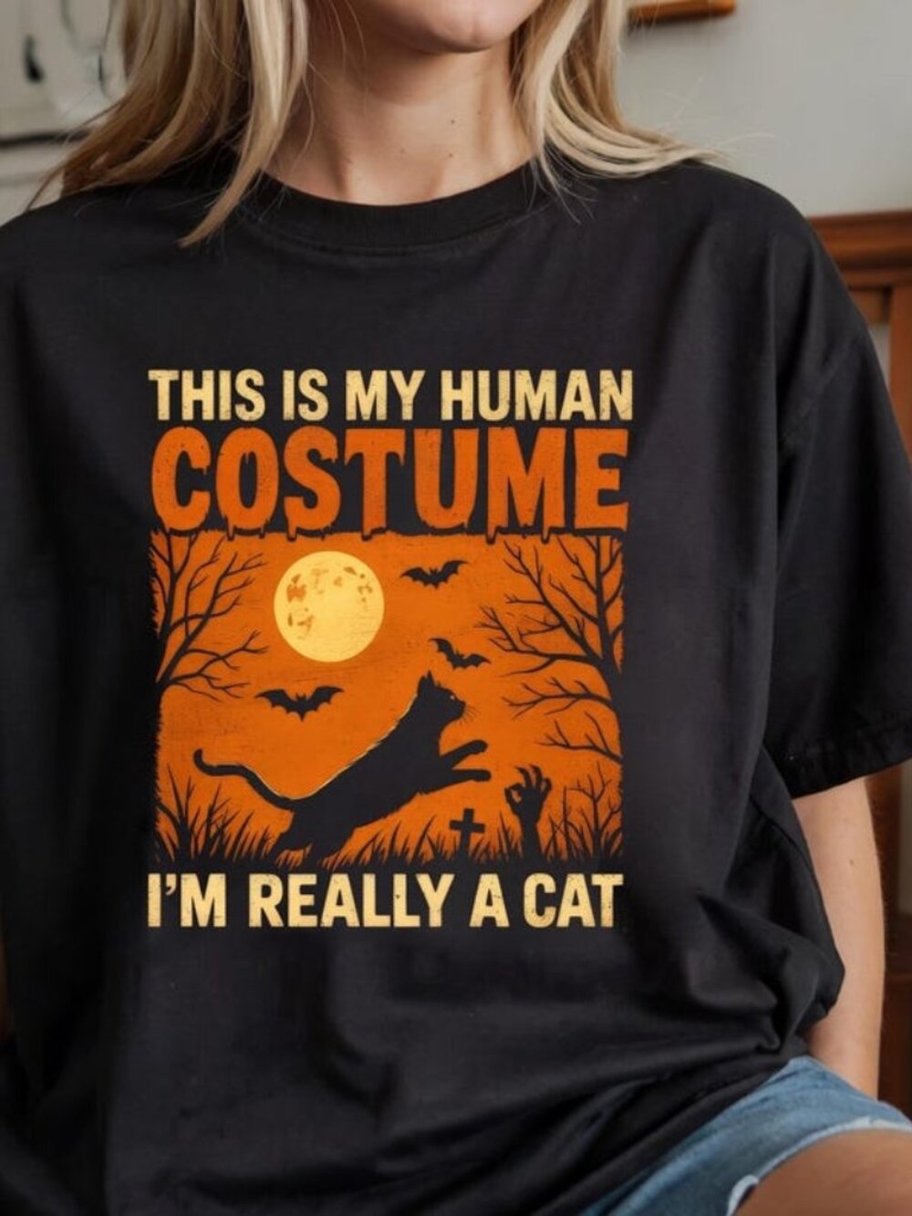 This Is My Human Costume Cat T-shirt, Funny Halloween Tee